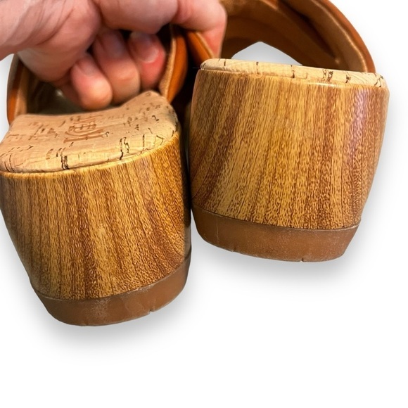 Korks Faithe Slide Platform Wedge Sandals Faux Leather Open Toe Tan slipon SZ 11 - Picture 7 of 12